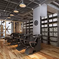 Modern Hair Salon Interior Design With White Styling Chairs Mirrors Ceiling Lights And Spacious Layout