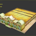 Grand Classical Architecture Model With Yellow Roof White Arched Structures And Columns 3d model