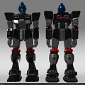 Smart Robot Action Figure With Black Gray Red Armor Front Back View Design 3d model