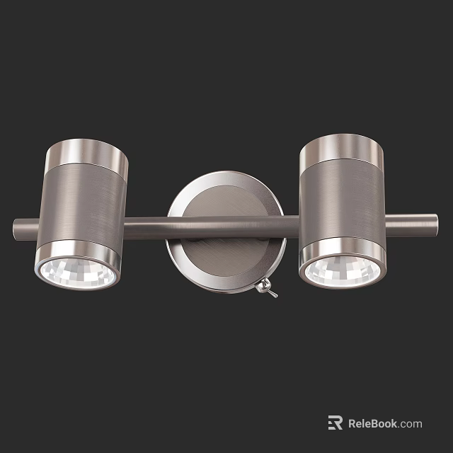 Two Light Brushed Nickel Wall Sconce With Cylindrical Shades And Round Base 3d model 