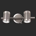 Two Light Brushed Nickel Wall Sconce With Cylindrical Shades And Round Base 3d model