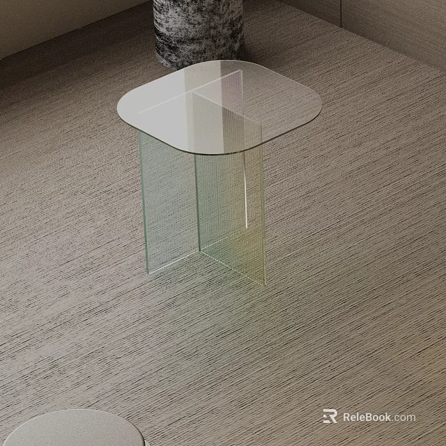 Modern Transparent Glass Side Table With Sleek Tabletop And Minimalist Design 3d model 