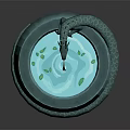Decorative Dragon Shaped Garden Ornament Fountain With Circular Pool And Water Drops