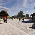 Chinese style square wide view 3d model