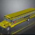 Yellow School Bus Featuring Large Windows And Reflective Surface On Black Background