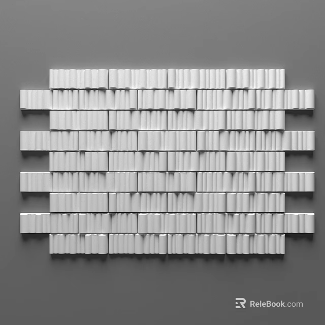 Modern White Geometric Wall Decor with Square and Rectangular Blocks on Gray Background 3d model 