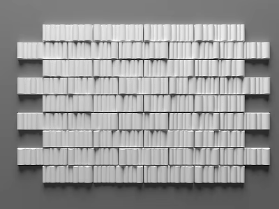 Modern White Geometric Wall Decor with Square and Rectangular Blocks on Gray Background 3d model