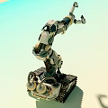 Futuristic Green White Tank 3D Model With Mechanical Arm And Tracks