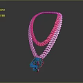 Fashionable Red And White Chain Necklace With 4F Logo Pendant Design