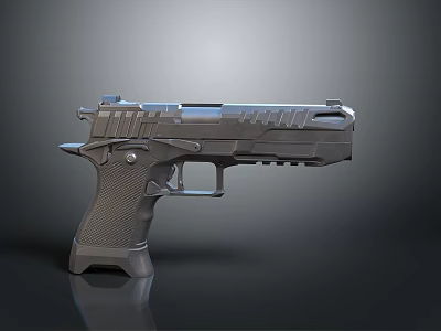 Modern Black Tactical Pistol With Textured Grip And Metal Frame Design 3d model