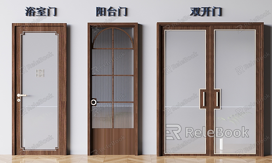 Antique style glass double door Changhong glass balcony door frosted glass bathroom door model