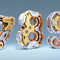 3D Numeric Characters 7 8 9 Mechanical Design With Intricate Gears And Metallic Components