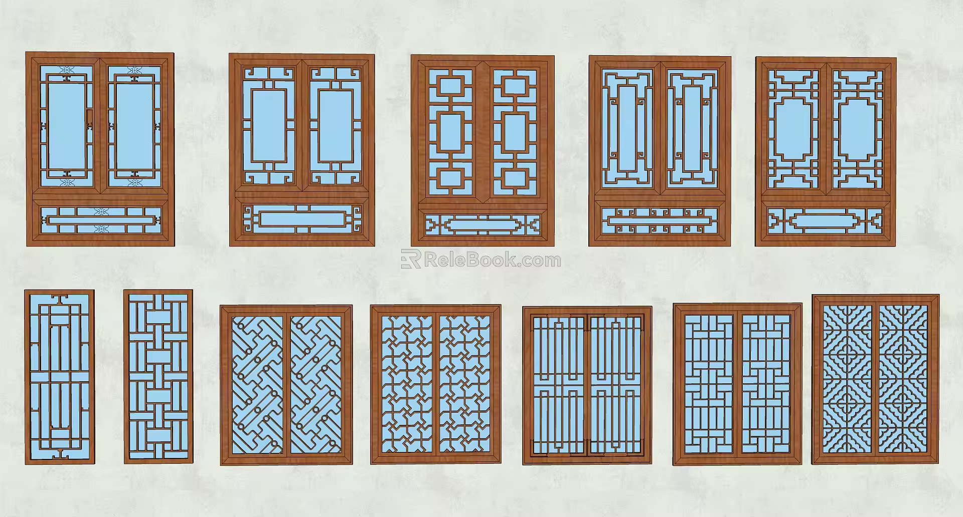 Chinese-style carved window 3d model