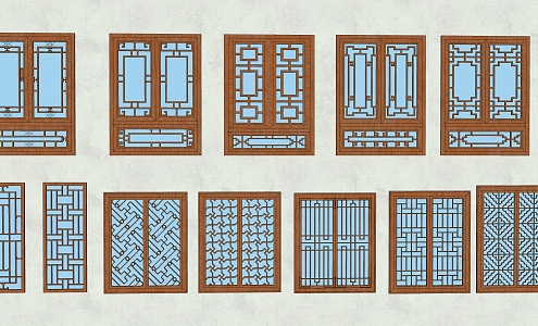 Chinese-style carved window 3d model