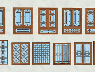 Chinese-style carved window 3d model