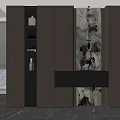 Modern Entryway Cabinet and Side Cabinet with Marble Panel and Storage Shelves