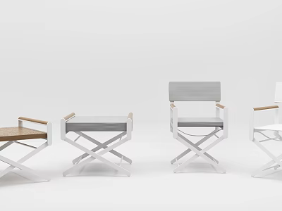 Modern Outdoor Director's Chairs With Cross Leg Design And Wooden White Frames 3d model