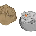 Brown And Gray Bean Bag Chairs With Cozy Design And White Flower Orange Center