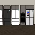 Modern Refrigerators With Digital Screen And Sleek Gray White Cabinet Design 3d model
