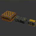 Industrial Equipment Storage Boxes in Different Sizes Orange Gray with Striped Design and Metal Edges