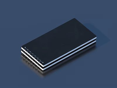 Modern Black Spiral Bound Notebook Featuring Minimalist Design and Reflective Cover 3d model