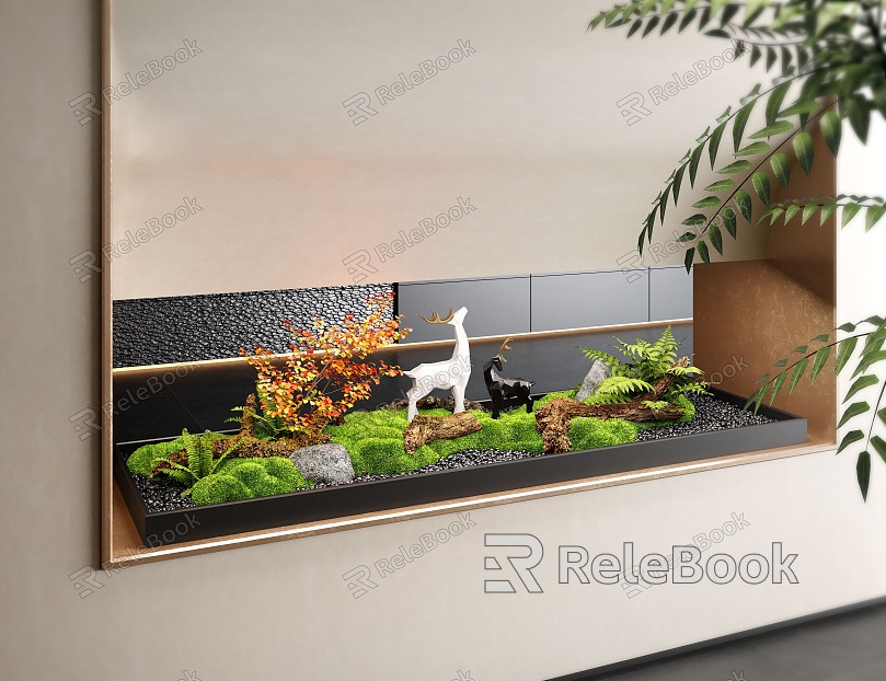 New Chinese Style Indoor Landscape Landscaping Landscape Setches Indoor Landscape Indoor Landscape Bryophytes Plant Pile model