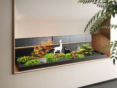 New Chinese Style Indoor Landscape Landscaping Landscape Setches Indoor Landscape Indoor Landscape Bryophytes Plant Pile model