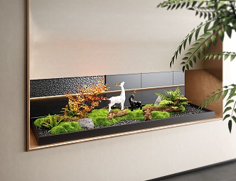 New Chinese Style Indoor Landscape Landscaping Landscape Setches Indoor Landscape Indoor Landscape Bryophytes Plant Pile 3d model