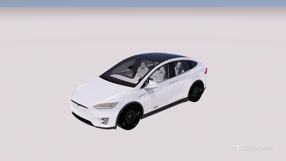 White Modern Electric Car With Black Roof And Stylish Black Alloy Wheels 3d model 