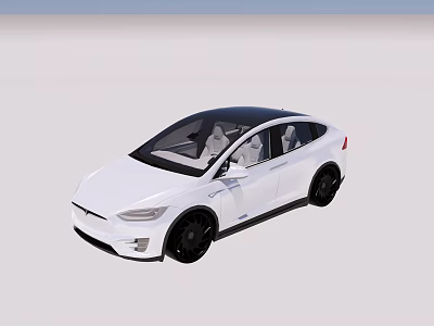 White Modern Electric Car With Black Roof And Stylish Black Alloy Wheels 3d model