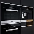 Modern Black Built In Kitchen Appliances With Glass Doors And Control Panels