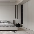 Modern Bedroom Interior Design With Large Bed Nightstand Window Rug And Wardrobe 3d model
