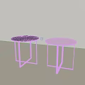 Modern Round Side Tables With Black And Light Colored Tops And Metal Frames 3d model