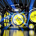Smiley World Stage Design With Yellow Black Elements And Lighting Effects 3d model