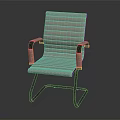 Modern Beige Striped Upholstered Office Chair With Metal Armrests And Frame