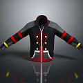 Stylish Multicolor Jacket With Black Gray Red Yellow Details Zipper And Buttons