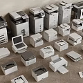 Modern Office Appliances Collection Featuring Various Printer Copier And Scanner Models 3d model