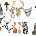 Animal Head Wall Decor Featuring Giraffe Deer Zebra Elephant And Flamingo Designs