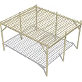 Modern Metal Pergola Structure Design With Grid Top And Supporting Posts