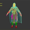 Game And Movie Fantasy Character Wearing Green Robe Blue Cloak Brown Belt And Red Pouch