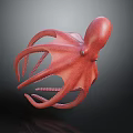 Red Octopus Detailed 3D Model On Black Background With Realistic Tentacles 3d model