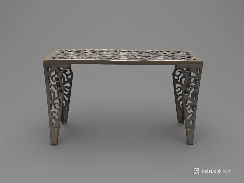 Intricately Carved Metal Coffee Table With Ornate Legs And Decorative Top Surface 3d model 
