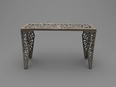 Intricately Carved Metal Coffee Table With Ornate Legs And Decorative Top Surface 3d model