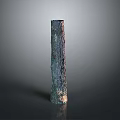 Tall Textured Plant Trunk With Natural Wood Grain On Dark Background