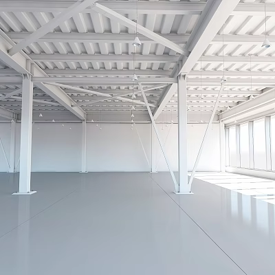 Industrial Style Decorative Ornament Set For Modern Bright Interior With Metal Beams And Glass Windows 3d model