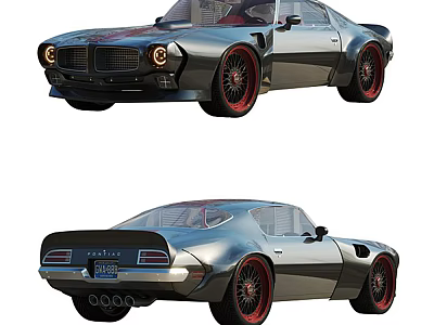 Vintage Sports Car With Silver Gray Body And Red Wheels Design 3d model