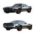 Vintage Sports Car With Silver Gray Body And Red Wheels Design