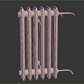 Classic Cast Iron Radiator With Vertical Columns Beige Color And Red Valve