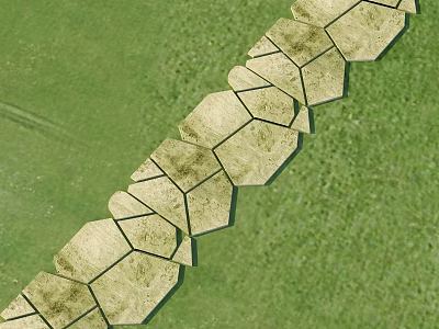 Natural Garden Pathway With Irregular Polygonal Stone Slabs On Green Grass 3d model