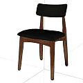 Modern Minimalist Leisure Chair With Black Leather Seat And Wooden Frame Design